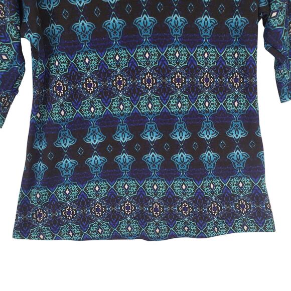 New Direction Blue Geo Print Cowl Neck Top Sz M NWT Preppy Casual Office Career - Picture 4 of 9